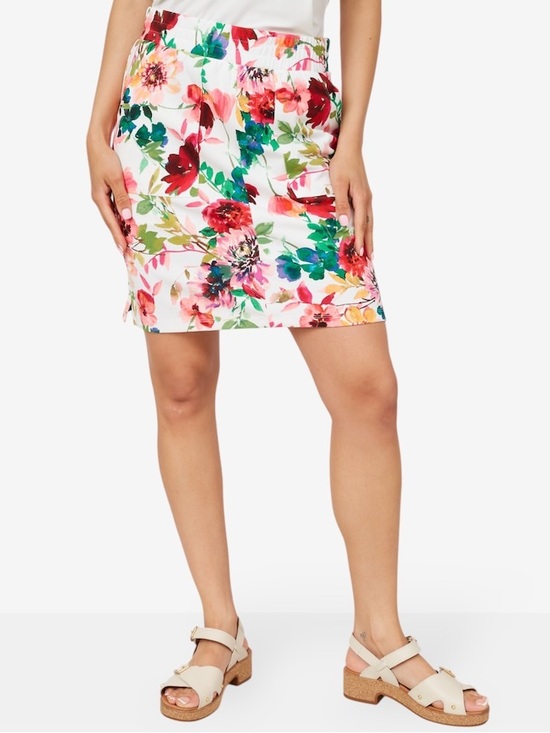 Nina Leonard Pants - Nina Leonard Floral Pull-On Skort Watercolor Print Size 3X